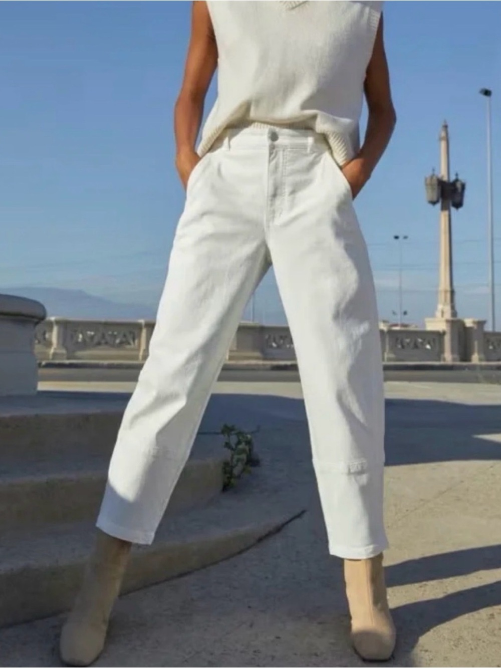 EVERLANE BARREL LEG PANT JEANS WHITE 6T